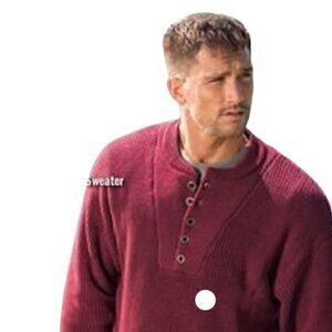 [Red Head Brand Co] Half Button Red Sweater - Size L